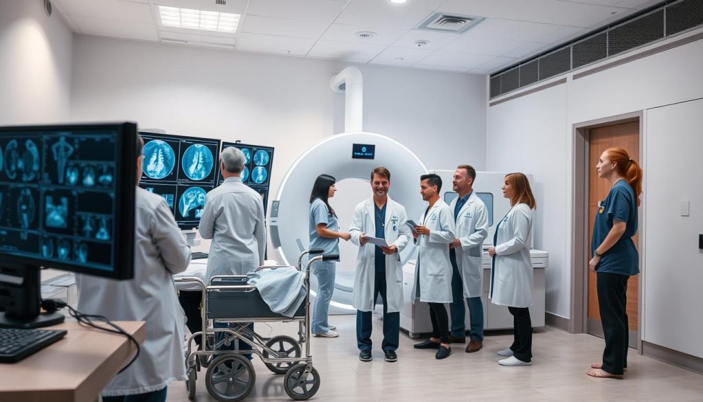 radiology team collaborating in a radiology center